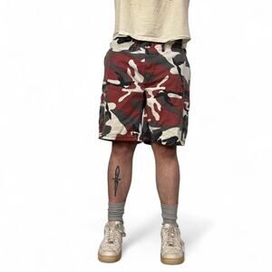90s red camo cargo shorts